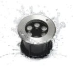 Proyector LED RGB sumergible Ecolite de acero inoxidable, resistente al agua, ideal para iluminación de fuentes y piscinas. Ecolite sas