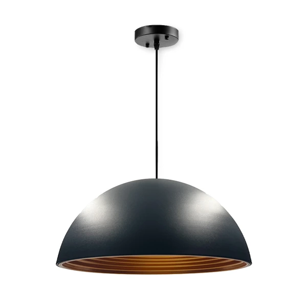 Luminaria colgante E27 – lámpara redonda negra para barra de cocina o restaurante Lámpara colgante metálica negra E27 – diseño redondo para comedor, barra o cocina