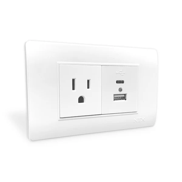 Tomacorriente sencillo con USB y USB-C – Conectividad moderna y carga rápida en un solo dispositivo